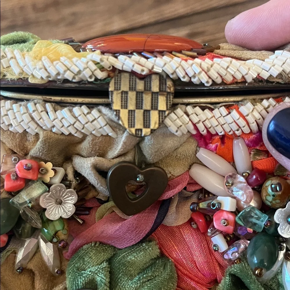 Vintage Mary Frances Floral Beaded Handbag with Beaded Strap - Picture 8 of 9